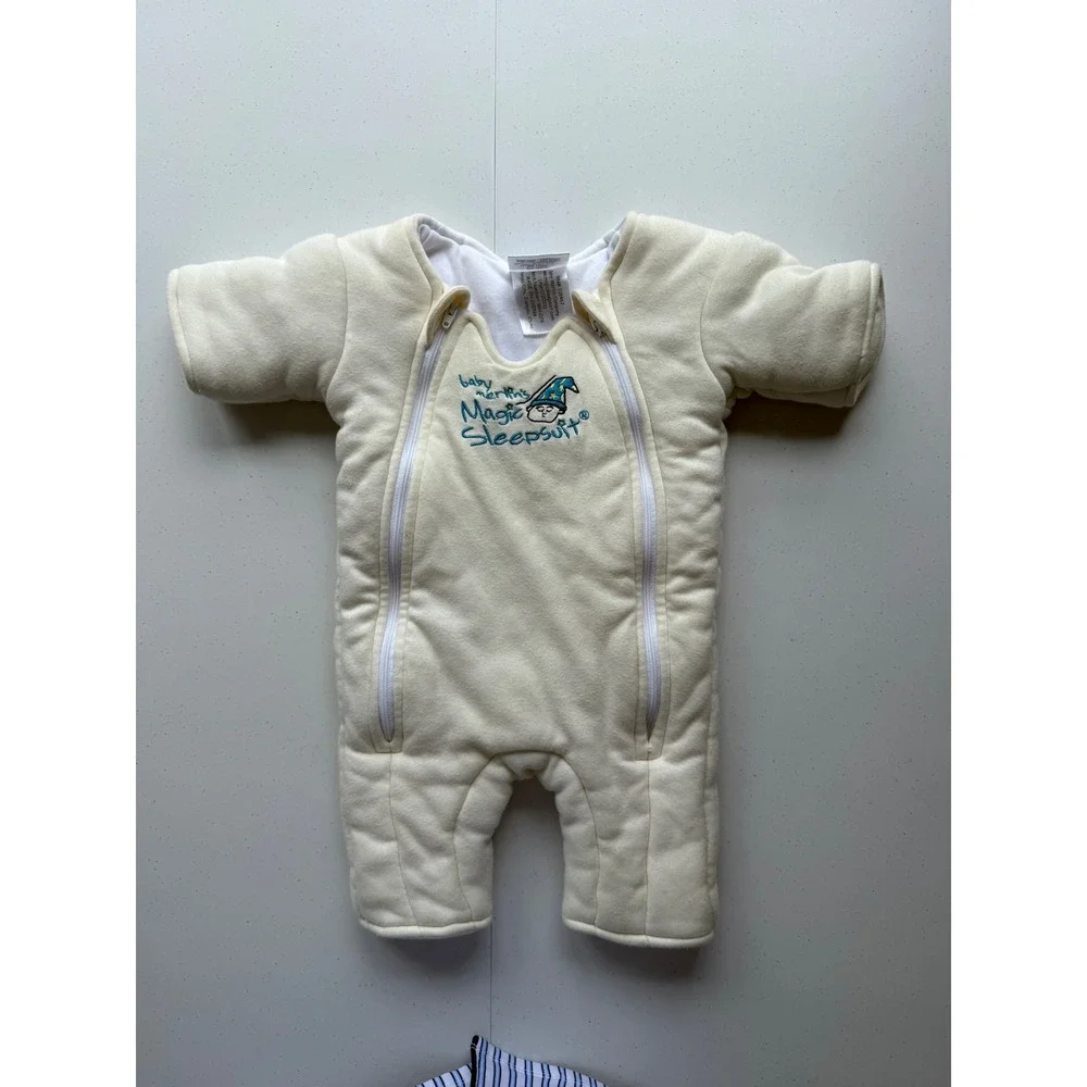 Baby Merlin's Magic Sleep-suit Cream 0-6 M Cotton Fleece Zip Footless Sleepsuit